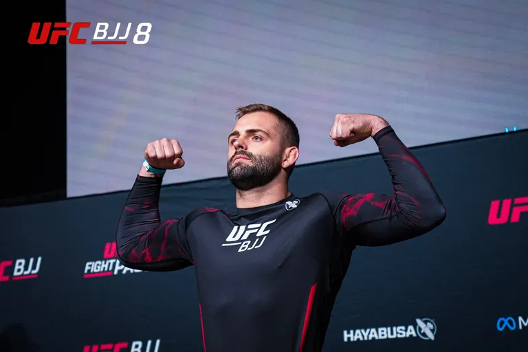 William Tackett flexes during the UFC BJJ 8 event.
